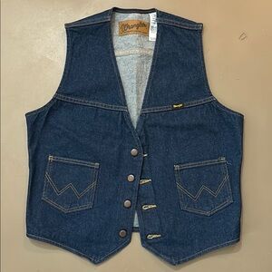 Wrangler Vintage Style Denim Vest Men’s M Unisex buttons pockets